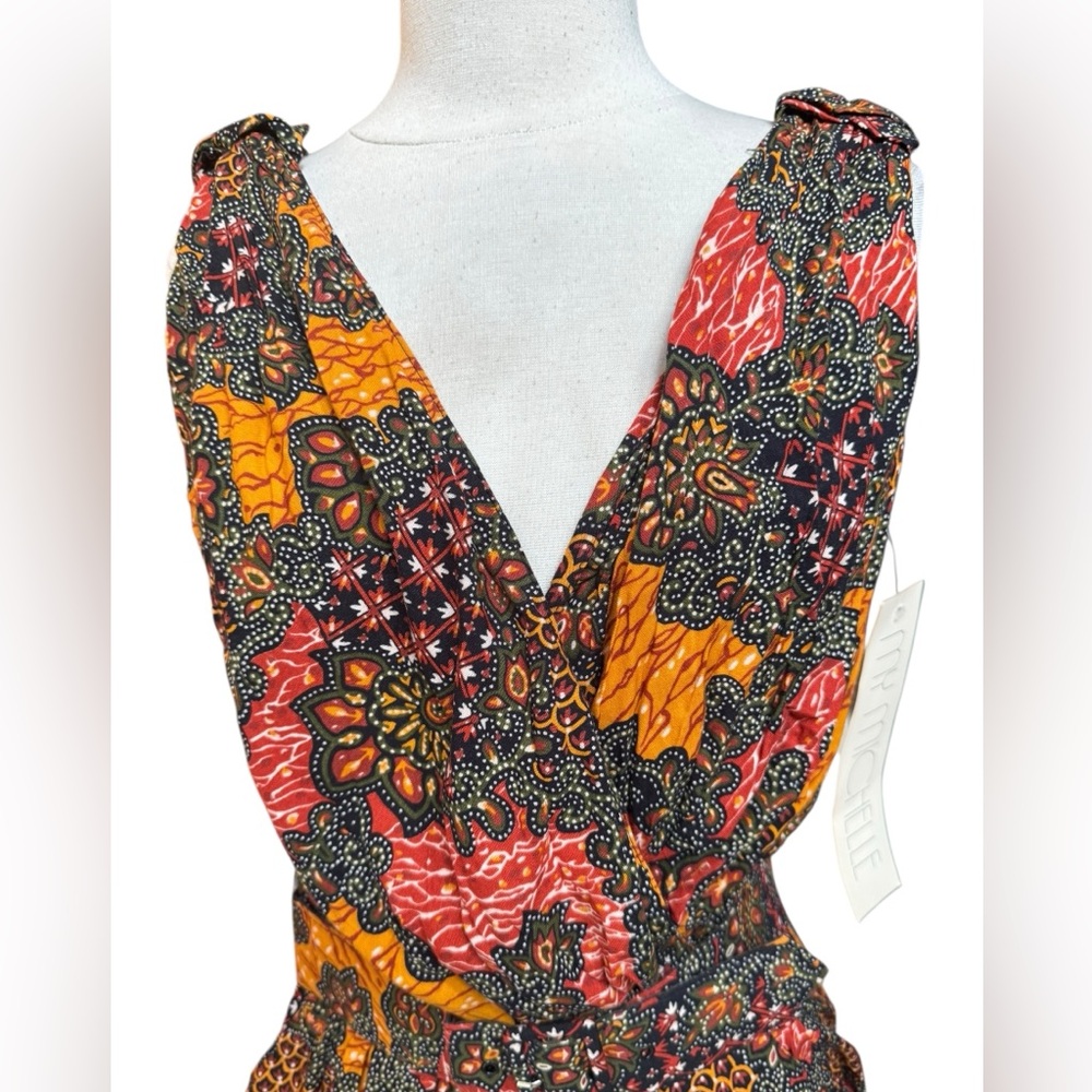 Deadstock 1990s My Michelle 100% Rayon, Made in USA, V-Neck Psychedelic Geometri - Picture 2 of 11